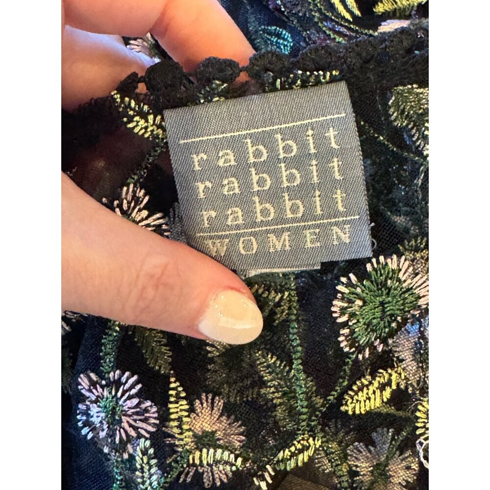 Rabbit‎ Rabbit Rabbit Cardigan Women 3X Black Floral Embroidered Mesh Cardigan - Picture 10 of 12